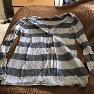 Grey striped maternity long sleeve